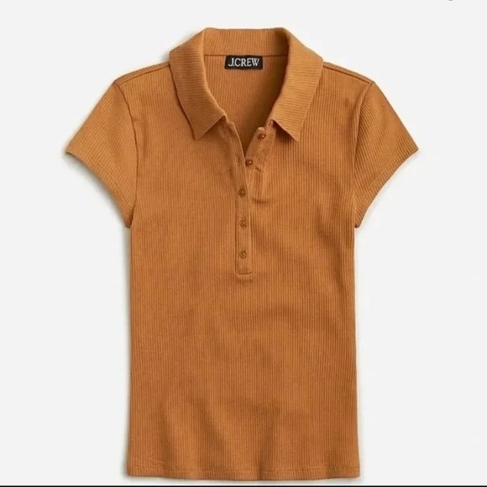 J Crew ribbed polo in burnt camel